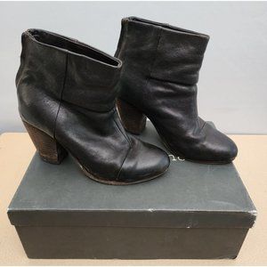 Rag & Bone Dark Brown Leather Ankle Boots 9 Classic Newbury Bootie With Box 39